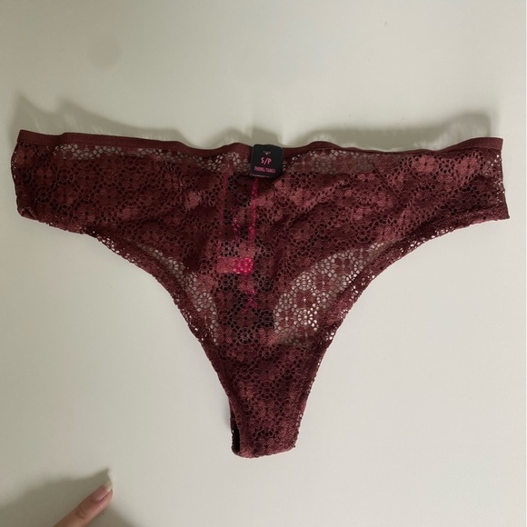 NWT La Senza Lace Front Thong Panties in Deep Burgundy Red • S Small - Picture 1 of 4